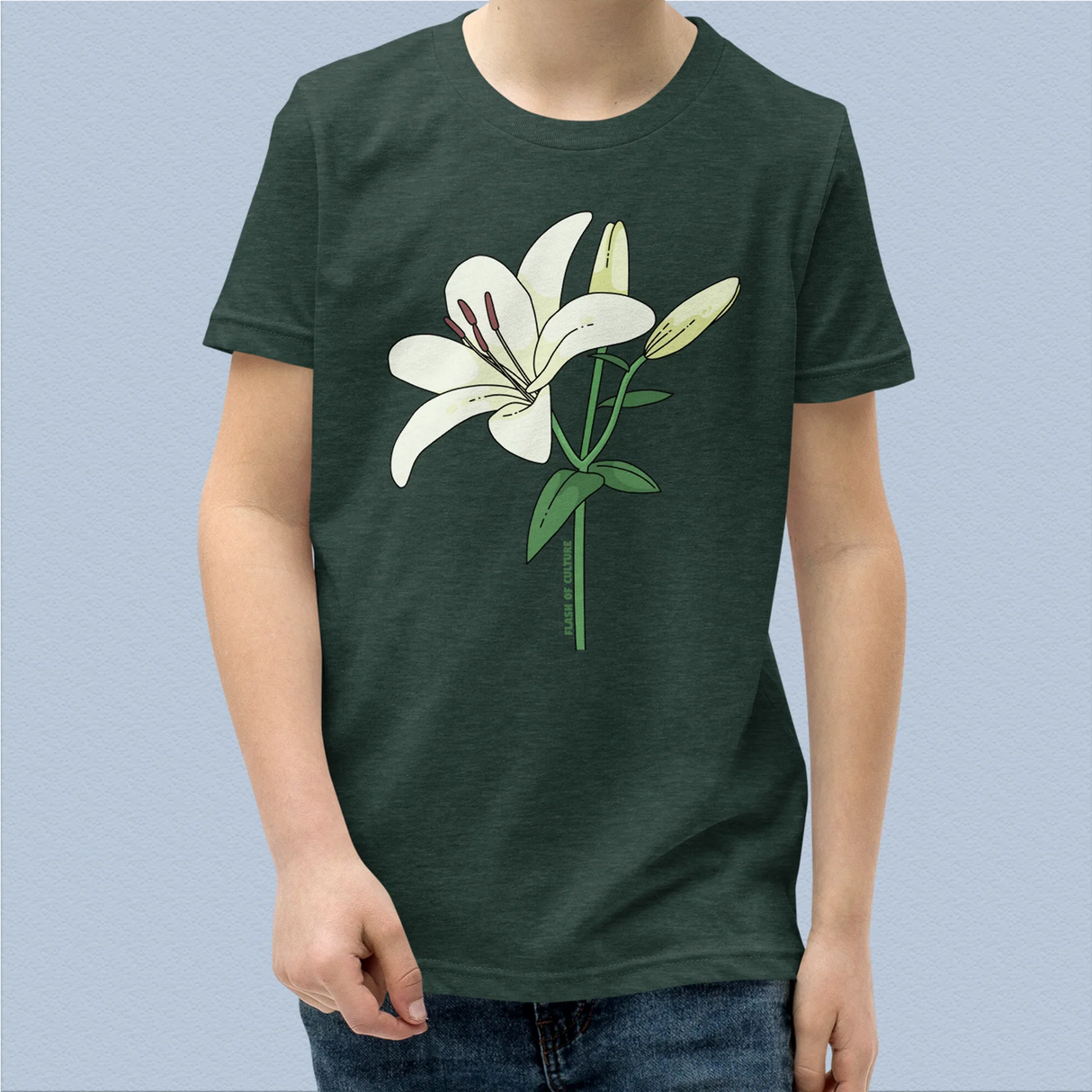 Italian Lily Flower T-Shirt Kids Youth Size 6+ years