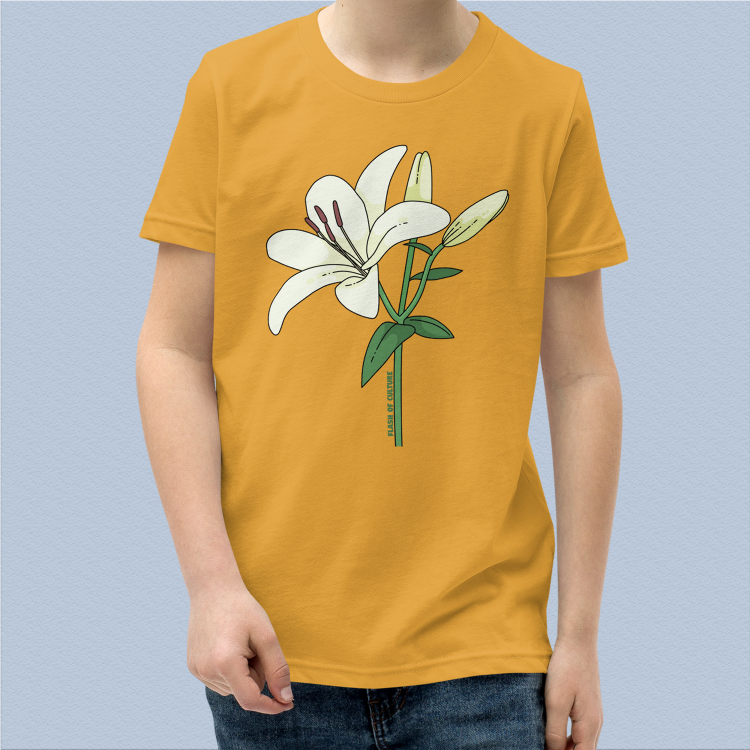 Italian Lily Flower T-Shirt Kids Youth Size 6+ years