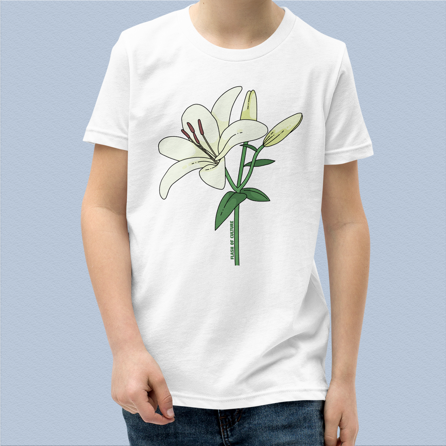 Italian Lily Flower T-Shirt Kids Youth Size 6+ years