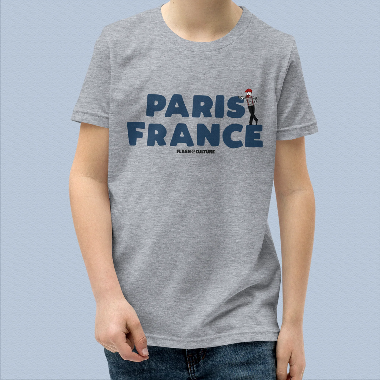 Paris France Mime T-Shirt Kids Youth Size 6+ years