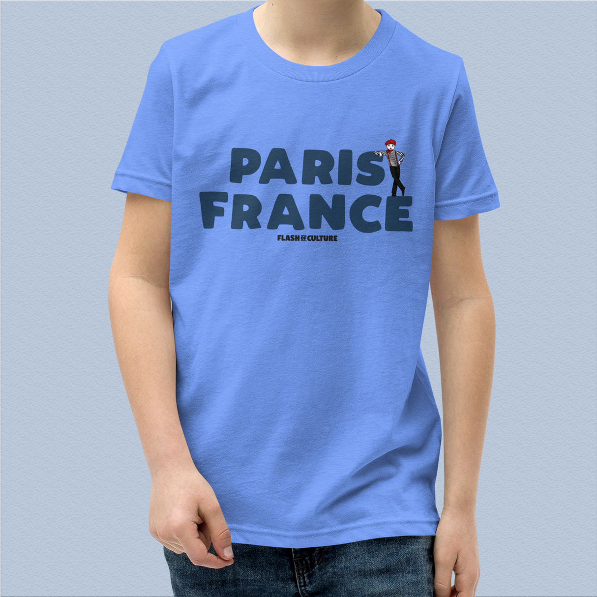 Paris France Mime T-Shirt Kids Youth Size 6+ years
