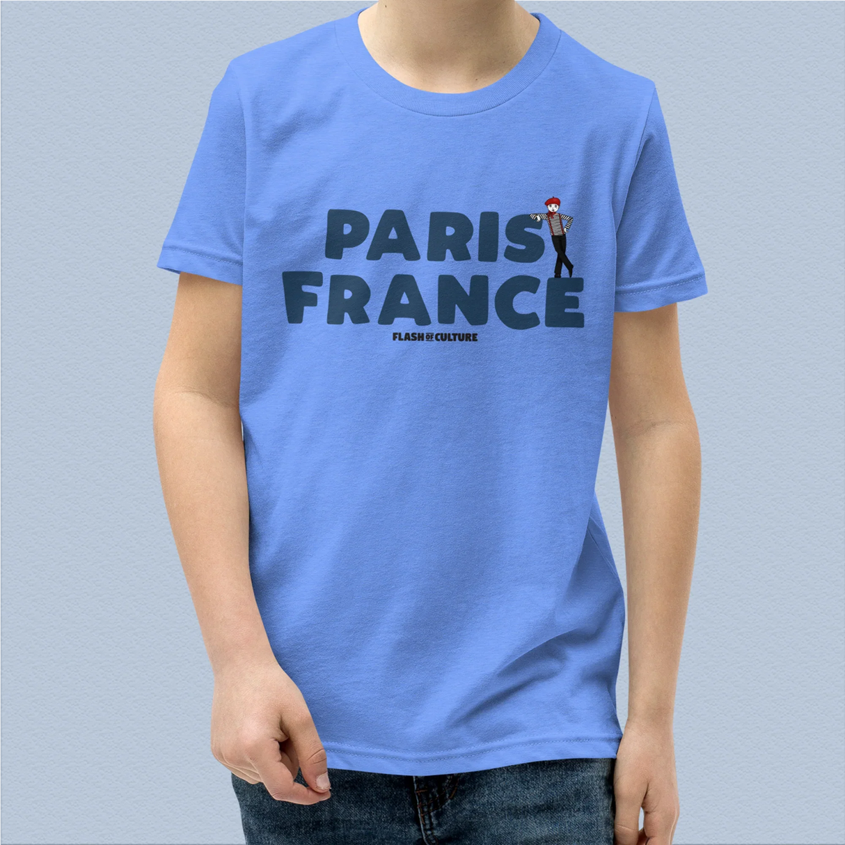 Paris France Mime T-Shirt Kids Youth Size 6+ years