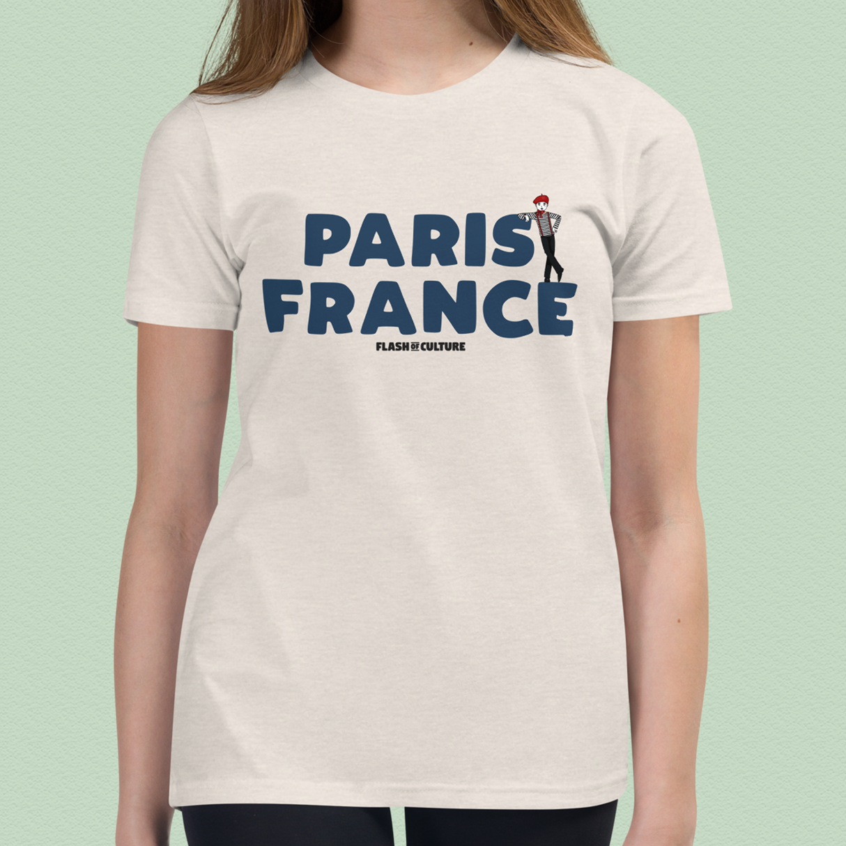 Paris France Mime T-Shirt Kids Youth Size 6+ years
