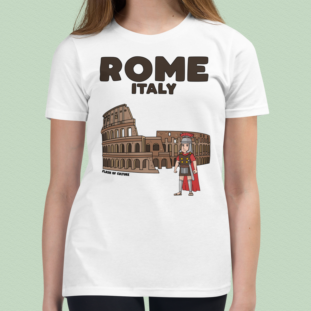 Rome Italy Colosseum Gladiator T-Shirt Kids Youth Size 6+ years