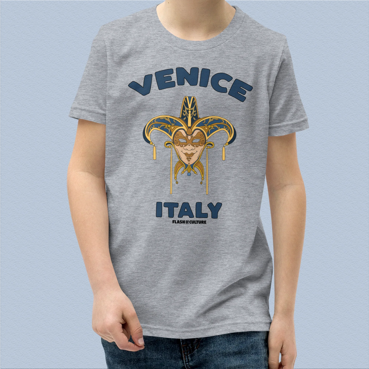 Venetian Mask Italy T-Shirt Kids Youth Size 6+ years