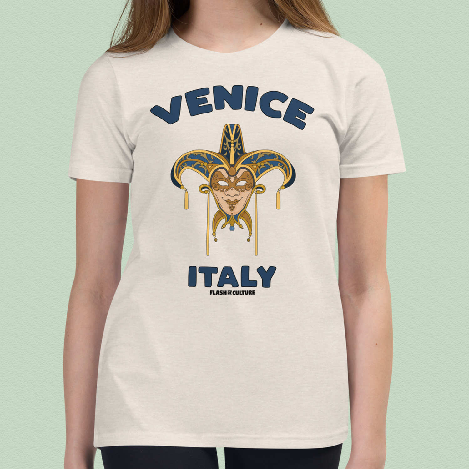 Venetian Mask Italy T-Shirt Kids Youth Size 6+ years