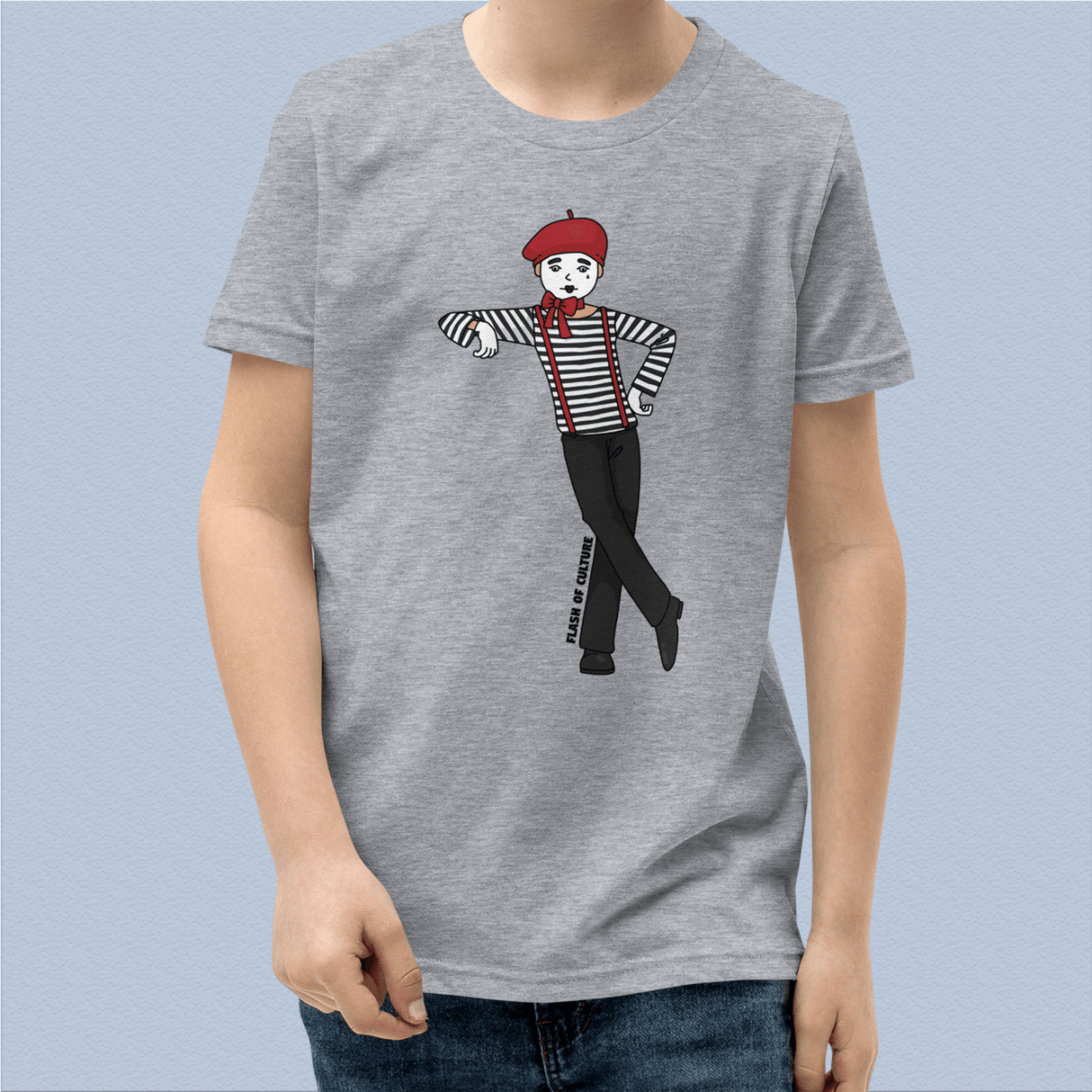 French Mime T-Shirt Kids Youth Size 6+ years