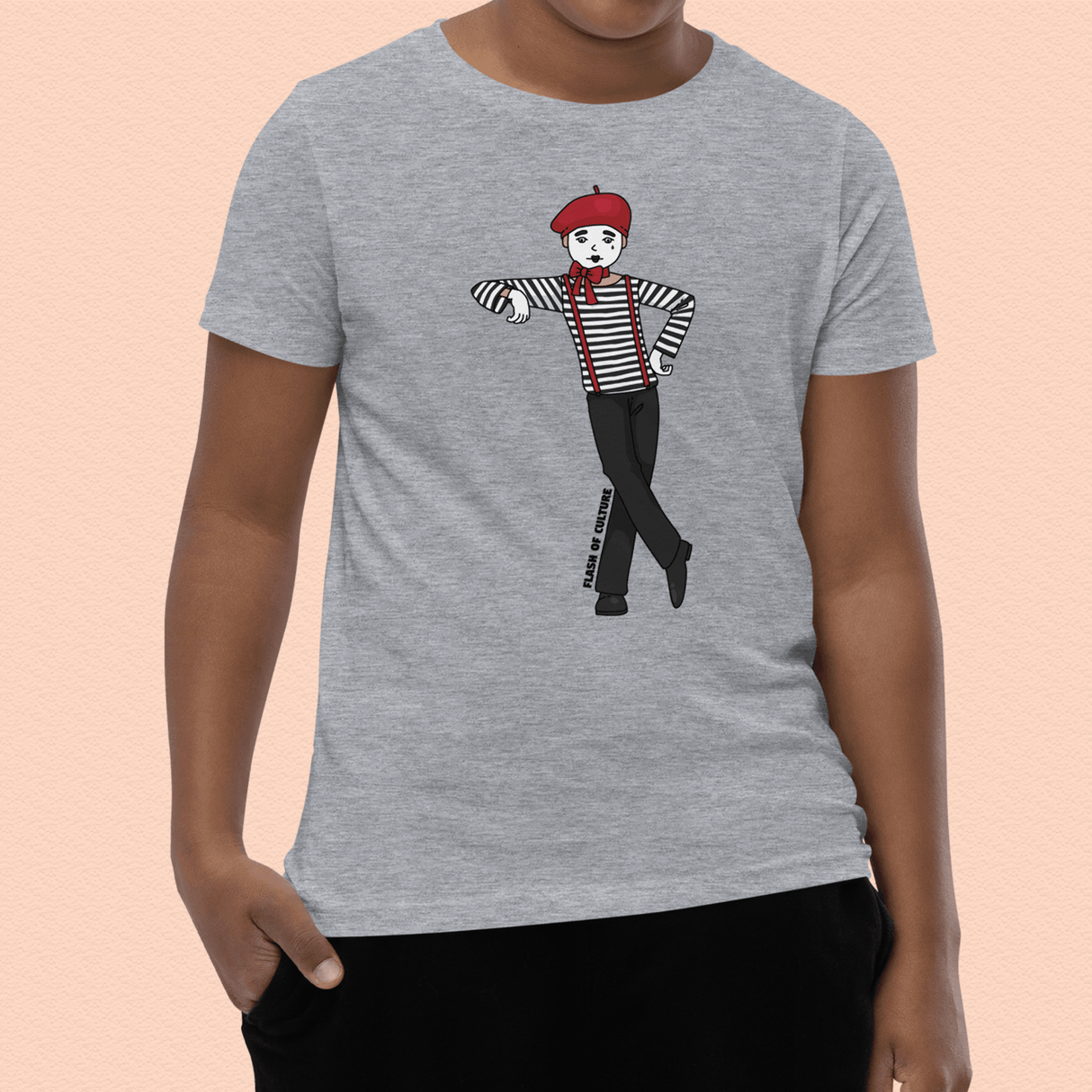 French Mime T-Shirt Kids Youth Size 6+ years