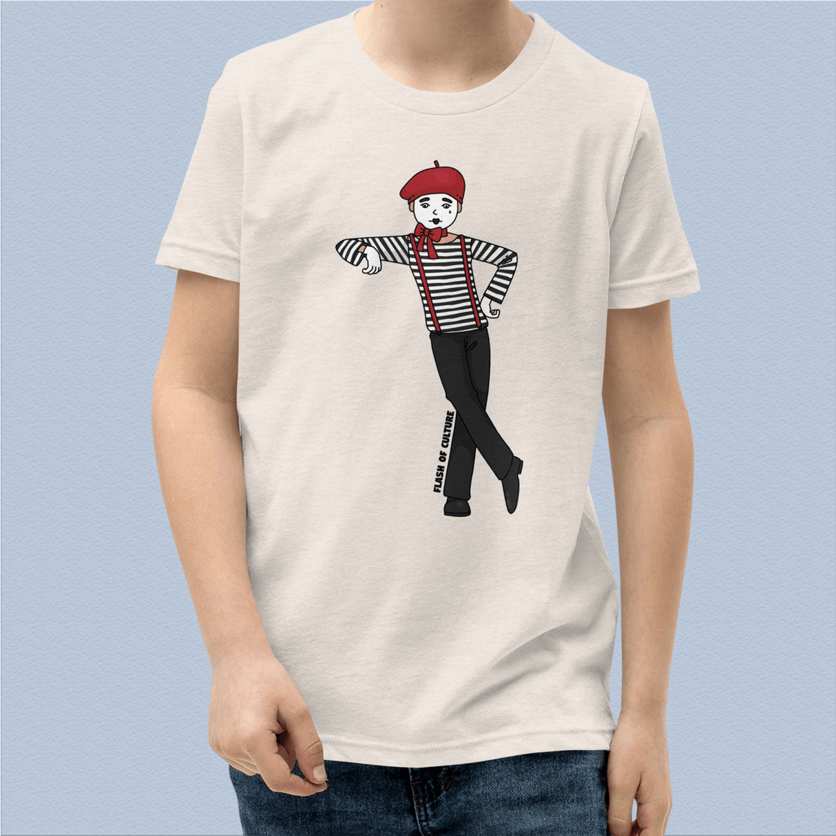 French Mime T-Shirt Kids Youth Size 6+ years