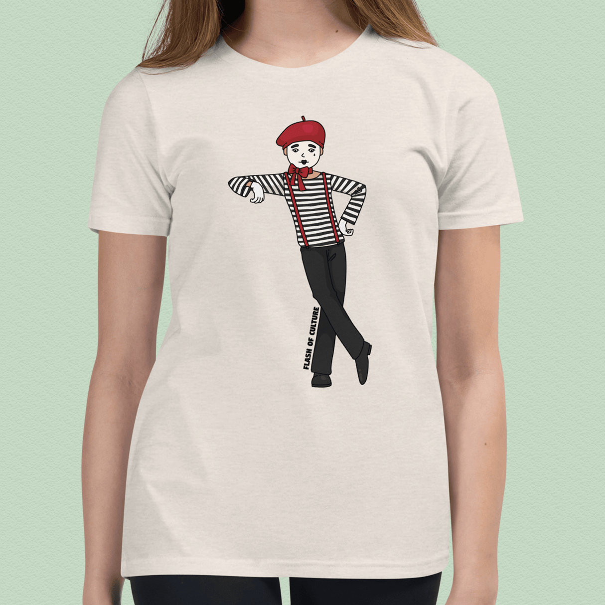 French Mime T-Shirt Kids Youth Size 6+ years