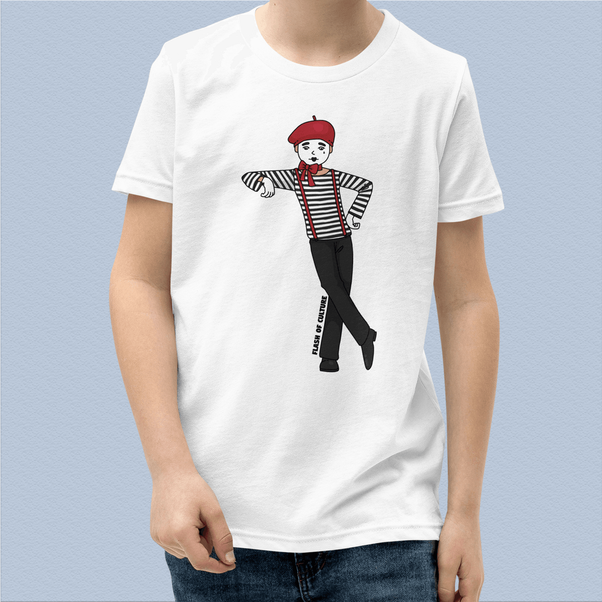 French Mime T-Shirt Kids Youth Size 6+ years