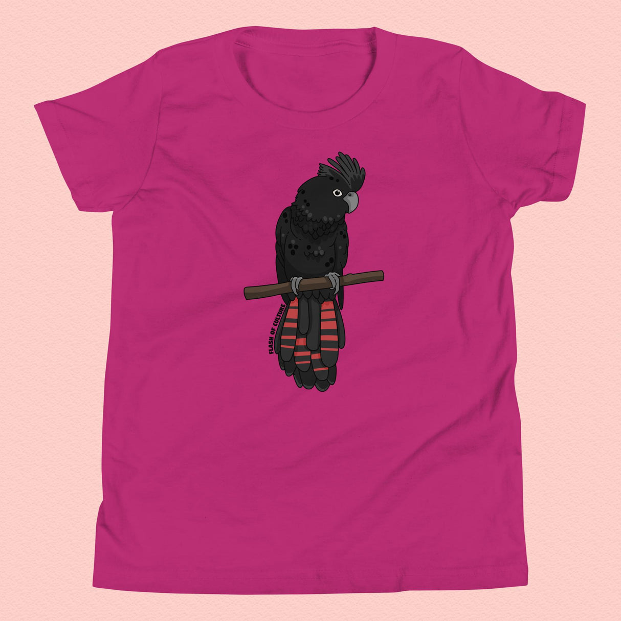 Australian Black Cockatoo T-Shirt Kids Youth Size 6+ years