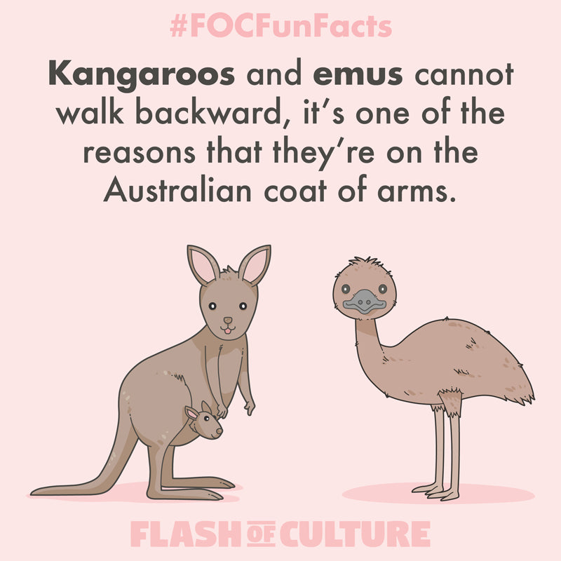 Kangaroos and emus can not walk backwards