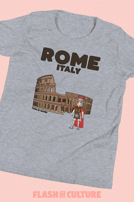 Rome Italy Colosseum Gladiator T-Shirt Kids Youth Size 6+ years