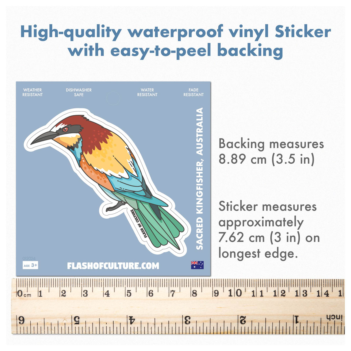 Sacred Kingfisher Sticker, Australian Kingfisher Sticker