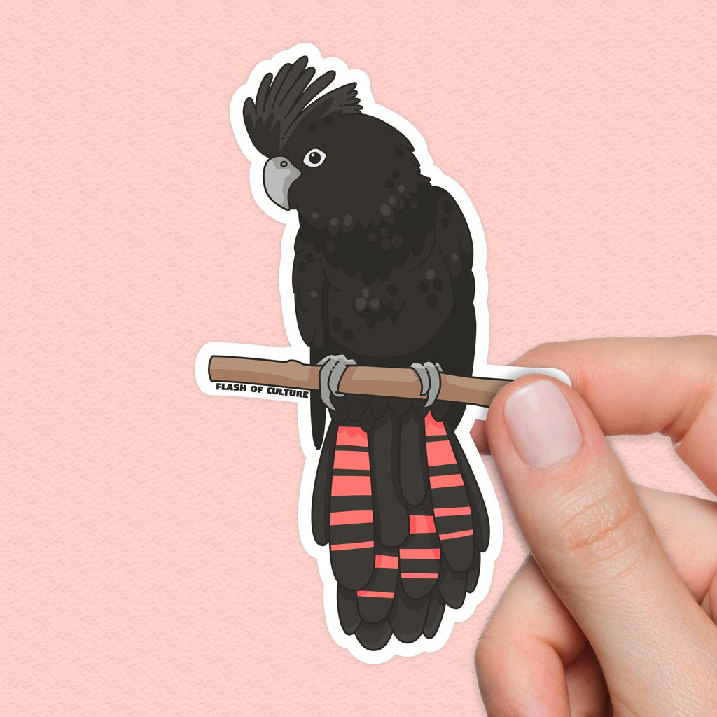 Black Cockatoo Sticker, Australian cockatoo sticker