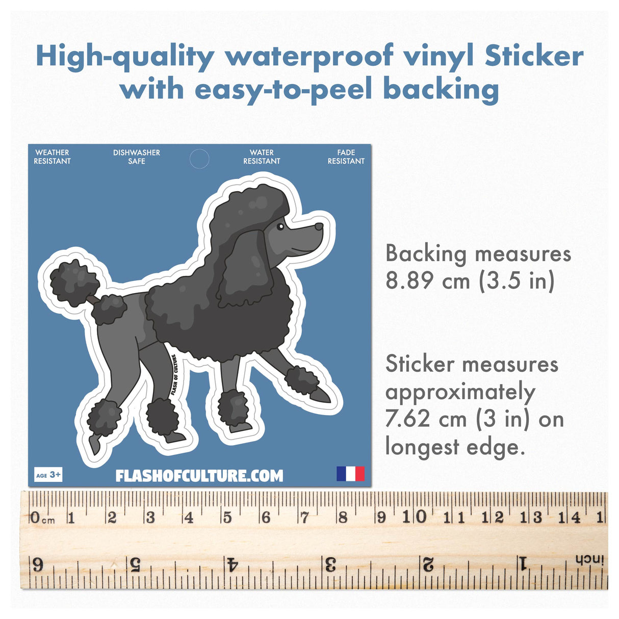 French Poodle sticker, French stickers