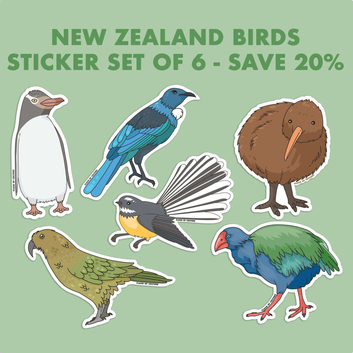 Fantail Bird sticker, New Zealand Stickers