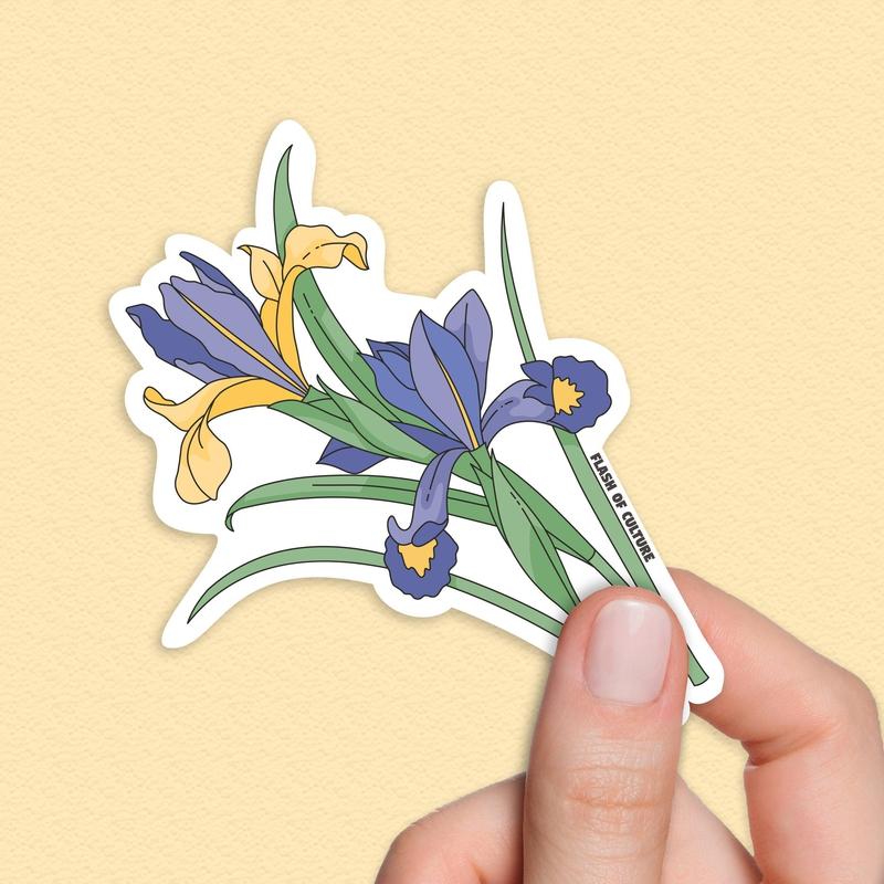 French Iris Sticker, Fleur-de-lis sticker, Flower stickers