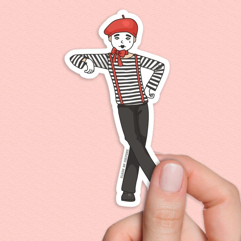 French Mime sticker, mime performer sticker