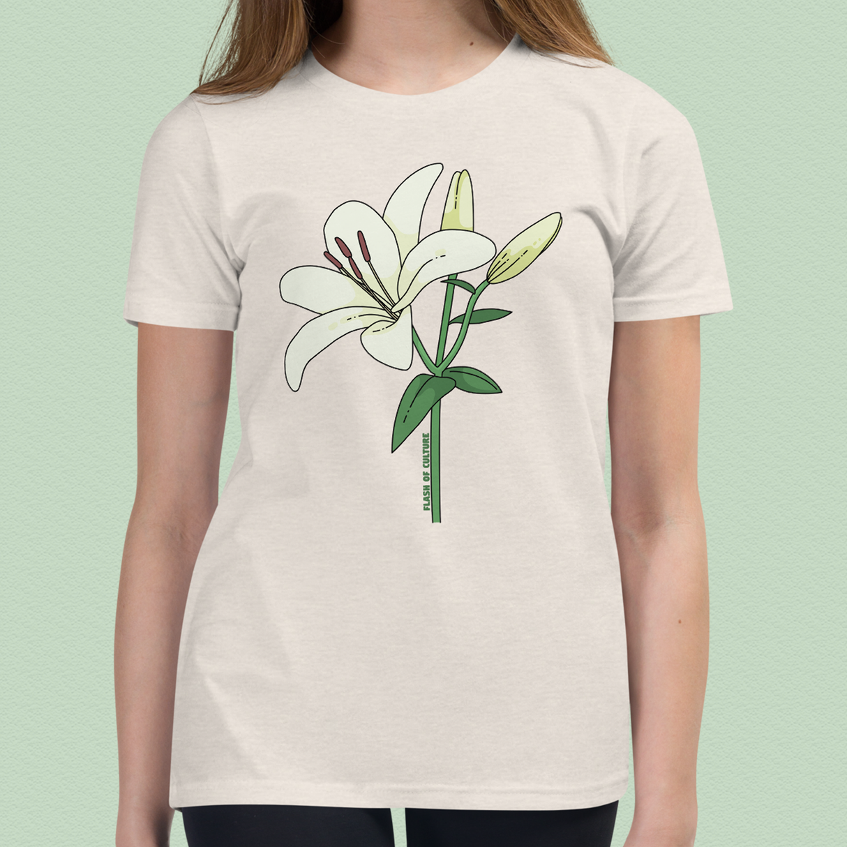 Italian Lily Flower T-Shirt Kids Youth Size 6+ years