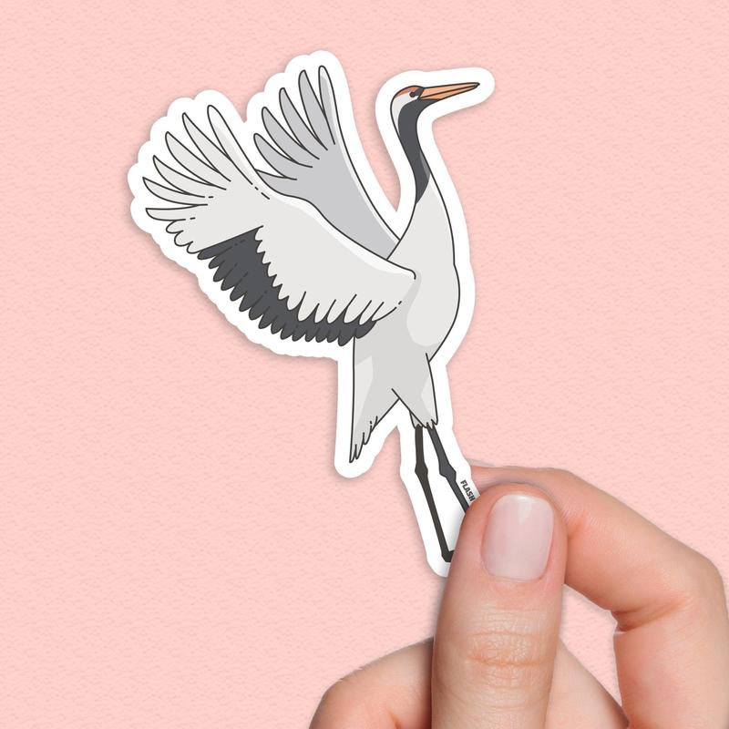 Japanese Crane Sticker, Red-Crowned Crane Sticker