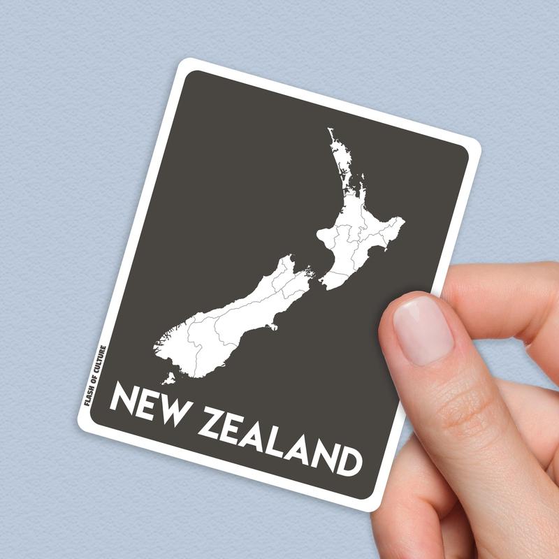 Map of New Zealand Sticker, Kiwiana Stickers