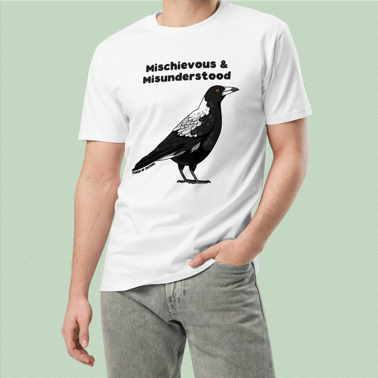 Magpie Adult T-Shirt, Mischievous & Misunderstood