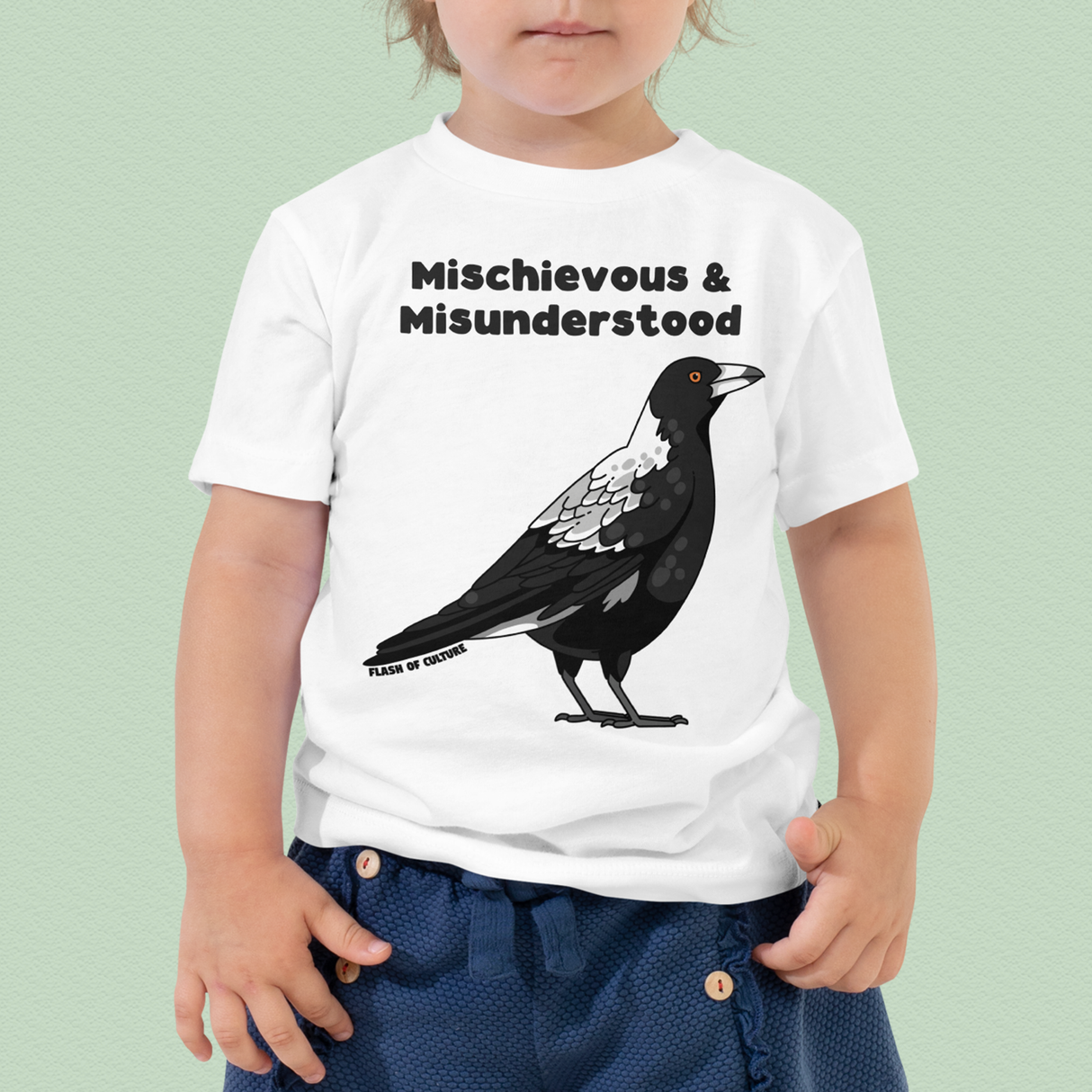 Toddler Magpie T-Shirt, Mischievous & Misunderstood Design