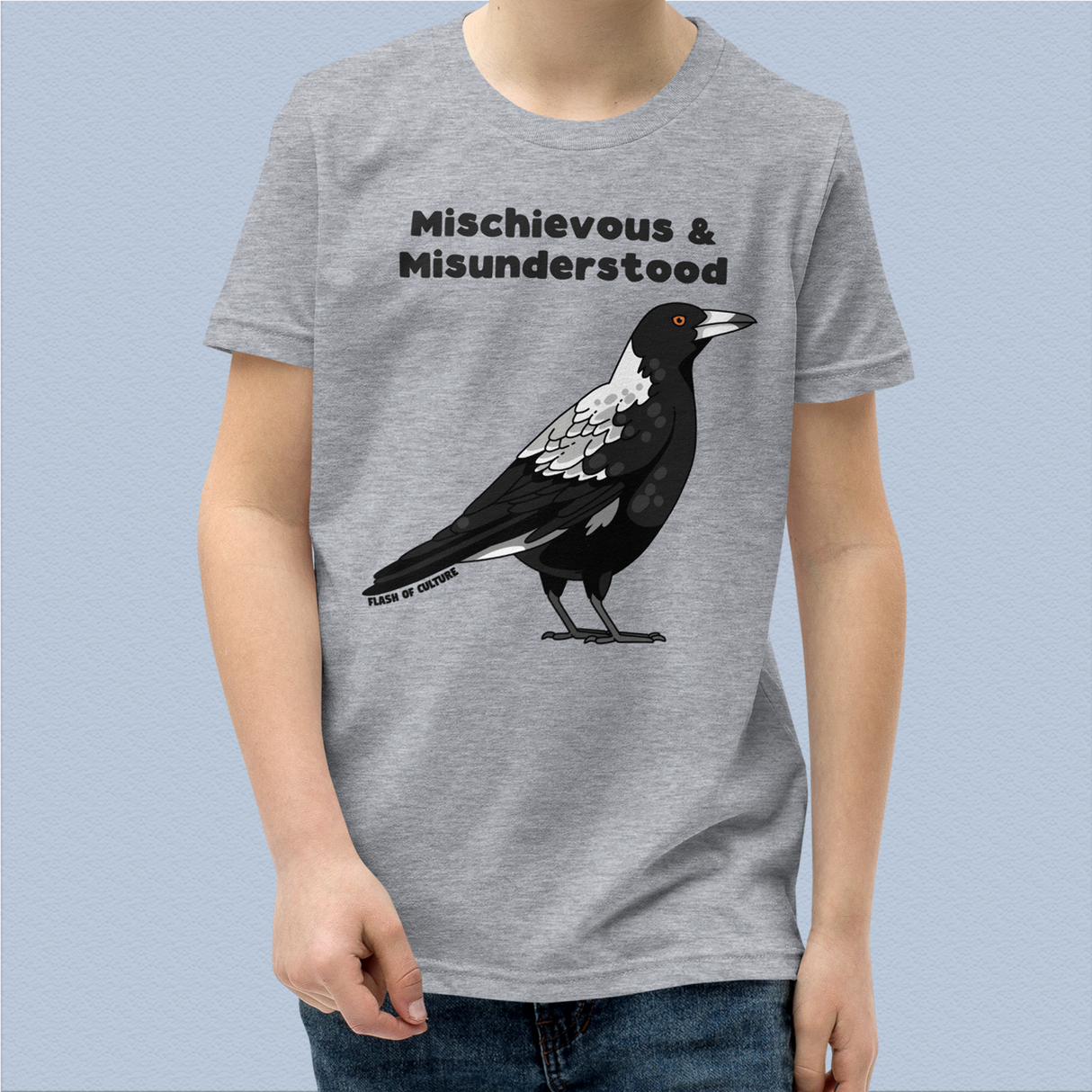 Kids' Magpie T-Shirt, Mischievous & Misunderstood Design